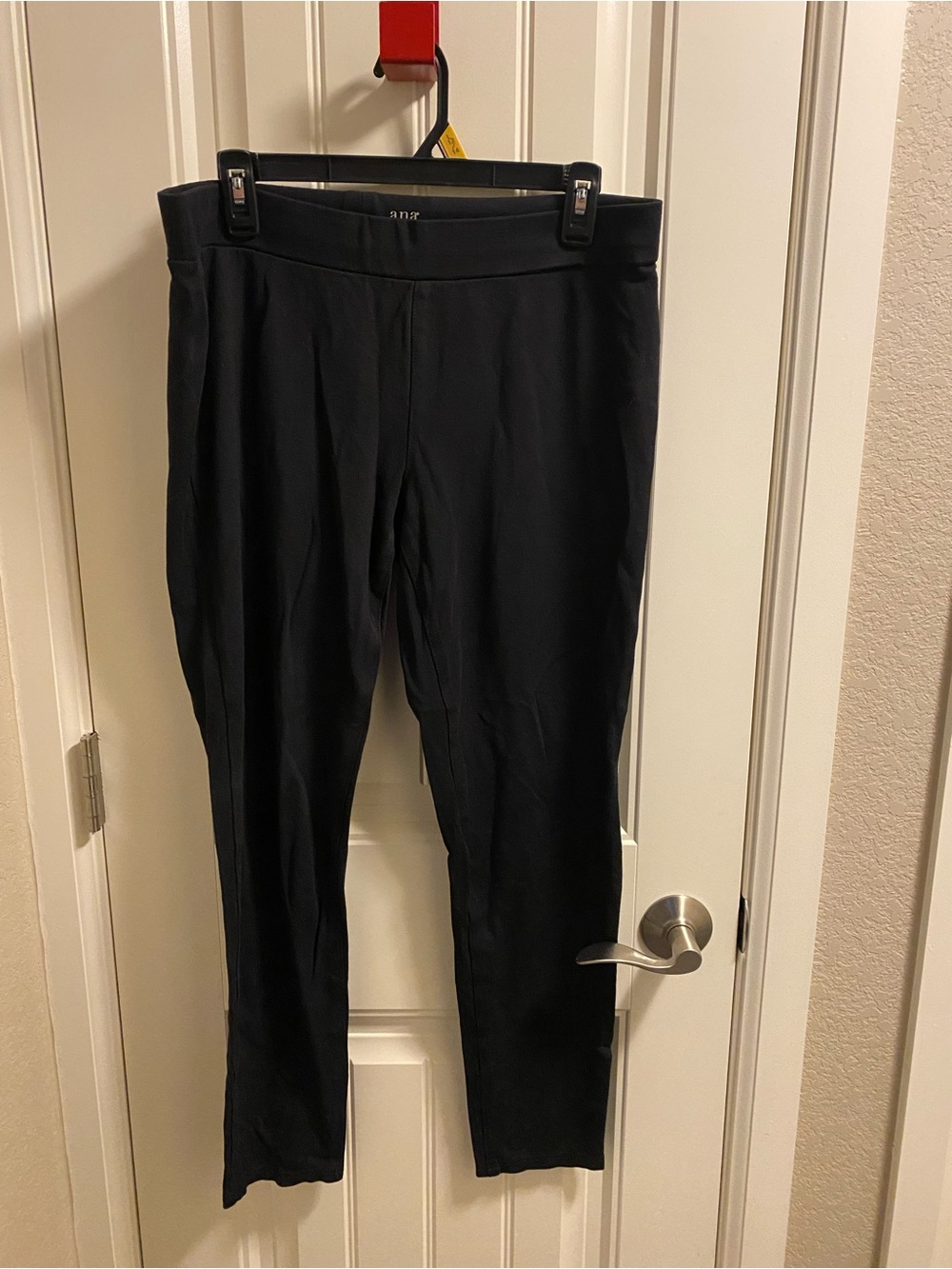 ANA Pants L Black Pull On Stretch Slacks Skinny Leg No Pockets Ankle